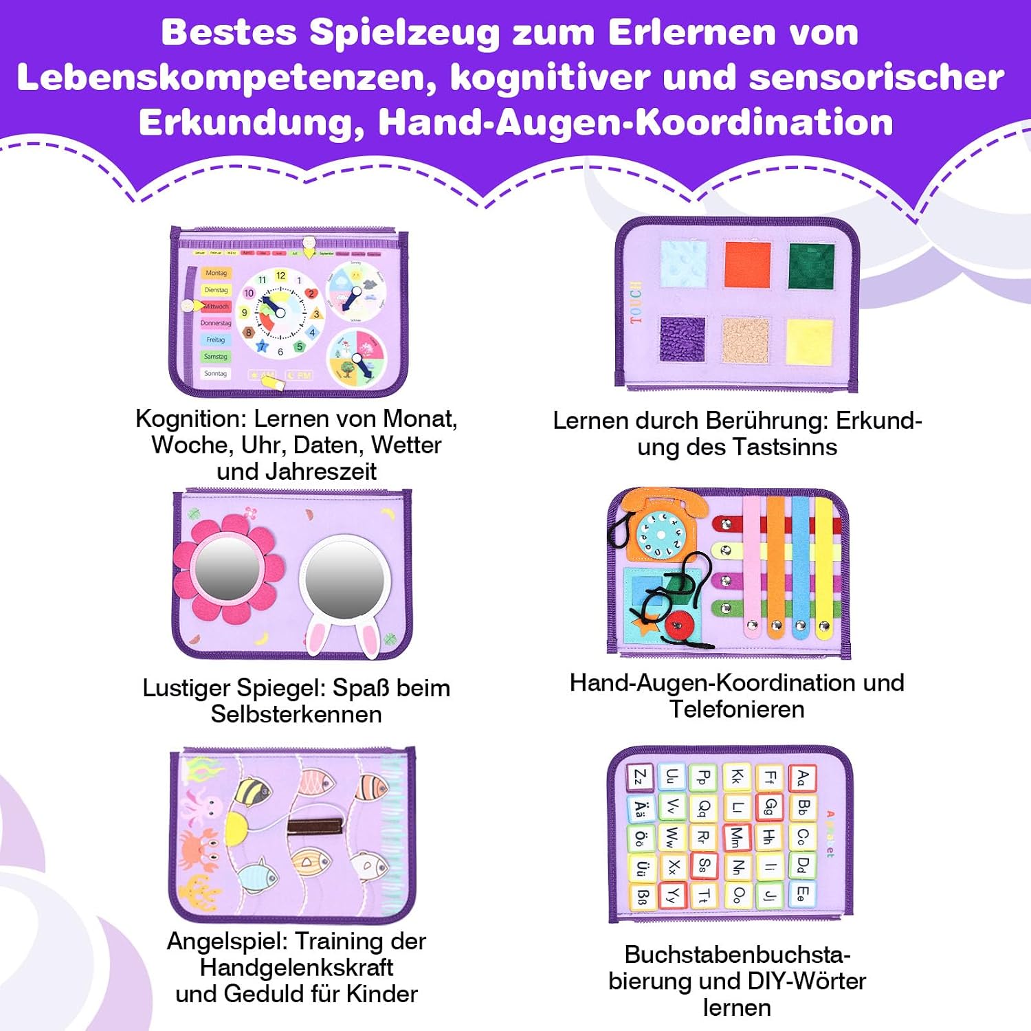 Detalle 2 de JHkim Montessori Busy Board ab 1 Jahr