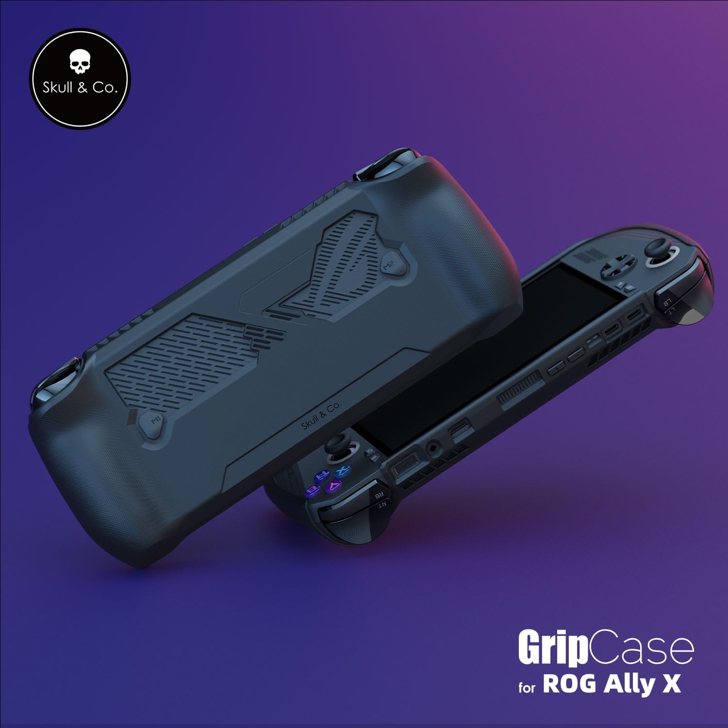 Detalle de Skull & Co. GripCase Ally für ROG Ally X – Soft Case mit Texturgrip, Standfunktion und Schutz in Galactic Purple
