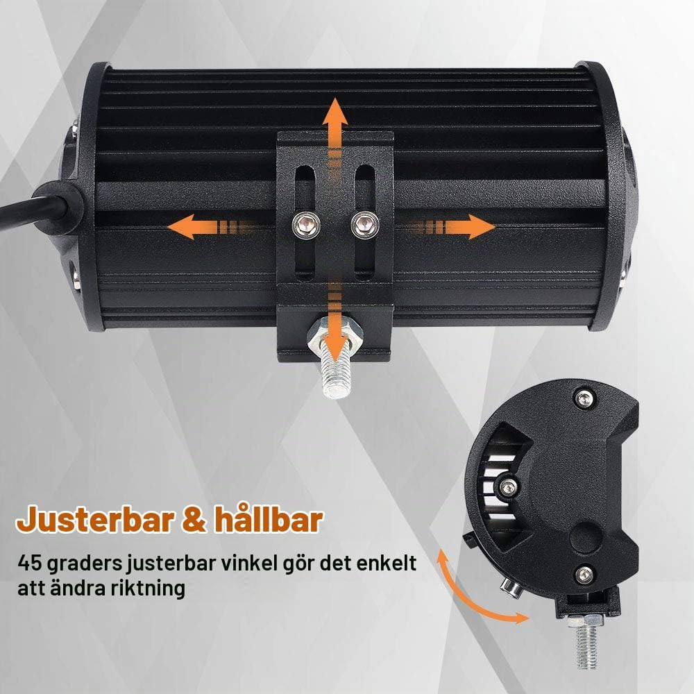 Detalle 1 de URAQT LED-arbetsljus, 7 tum, 120 W, 6000 K, IP65, 2-pack