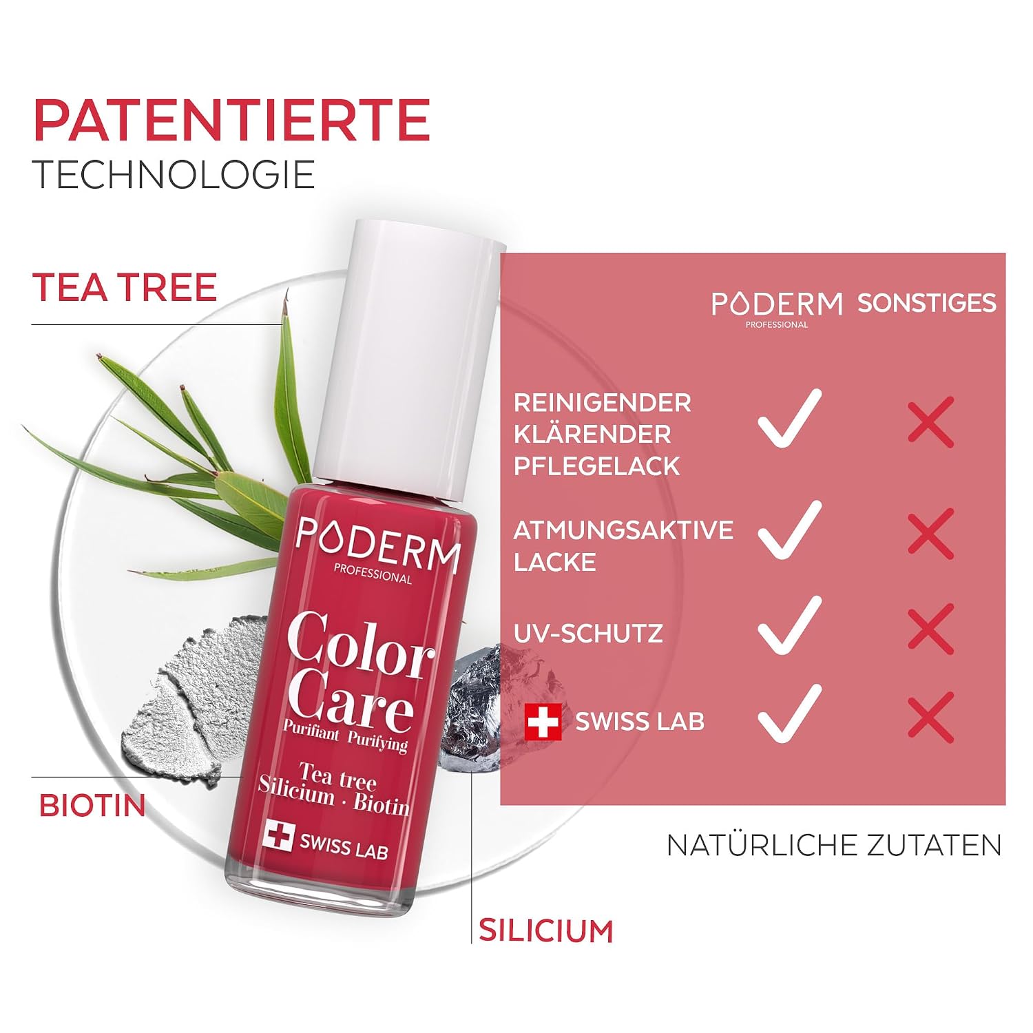 Thumbnail 3 de PODERM Nagellack mit Teebaumöl – Color Care für gelbe & beschädigte Nägel (2-in-1 Farbe & Pflege)