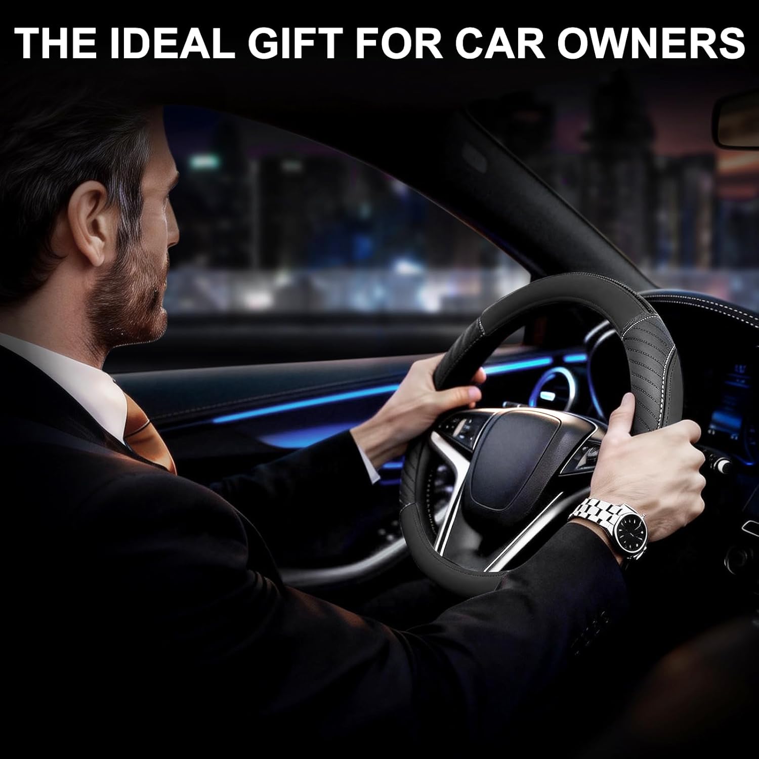 Thumbnail 5 de Car Steering Wheel Cover Leather 37cm – Universal