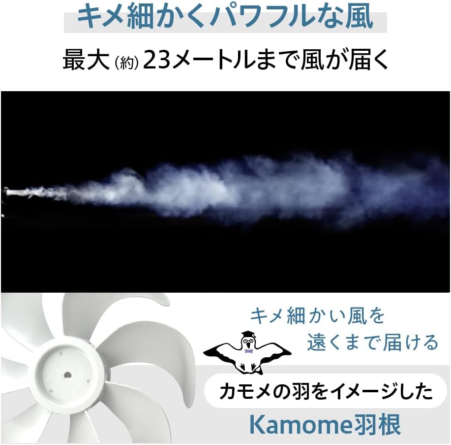 Detalle 2 de ドウシシャ Kamomefan+c lite2 K-F25BBCGD 扇風機 25cm・3D自動首振り・静音設計