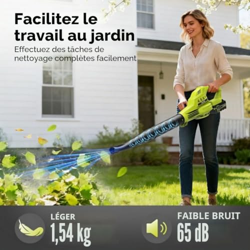 Thumbnail 2 de PULITUO Souffleur de feuilles sans fil 2 batteries 4000 mAh – léger, 3 vitesses et 242 km/h