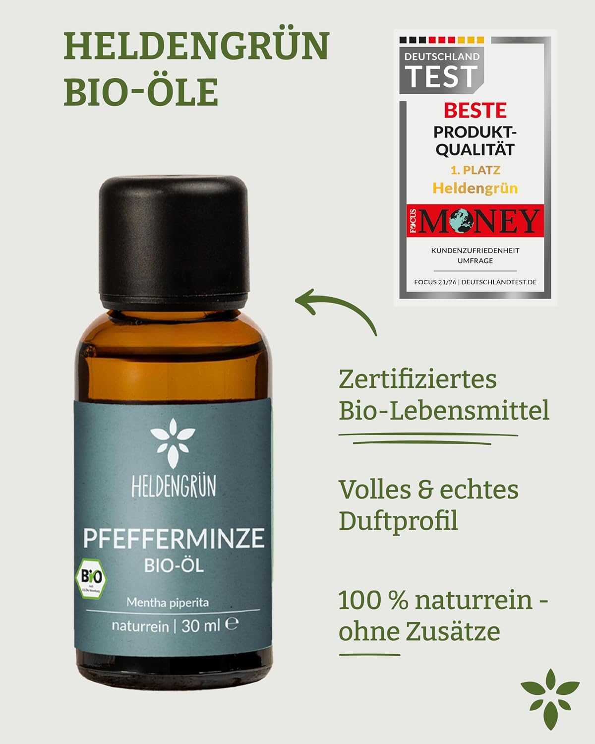 Thumbnail 6 de Heldengrün® BIO Pfefferminzöl (100% naturrein) – Reines Pfefferminzöl zum Verzehr aus Griechenland