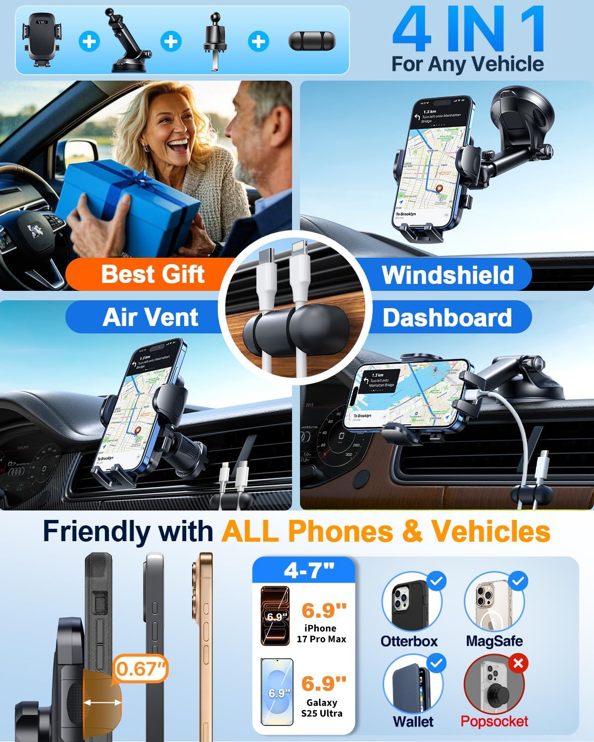 Thumbnail 5 de YRU 360° Rotatable Car Phone Holder