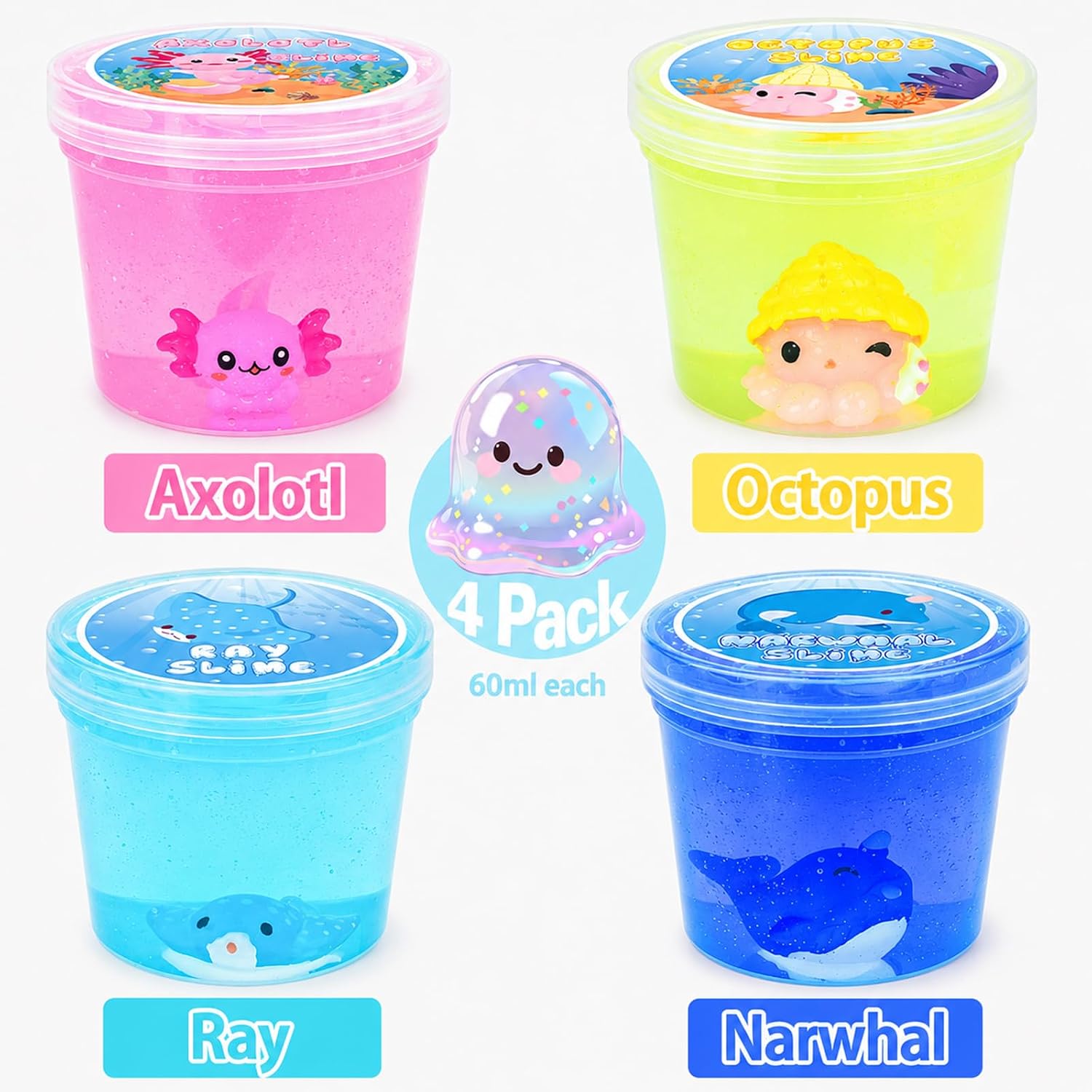 Thumbnail 6 de 4 Pack Crunchy Crystal Slime Pink Axolotl