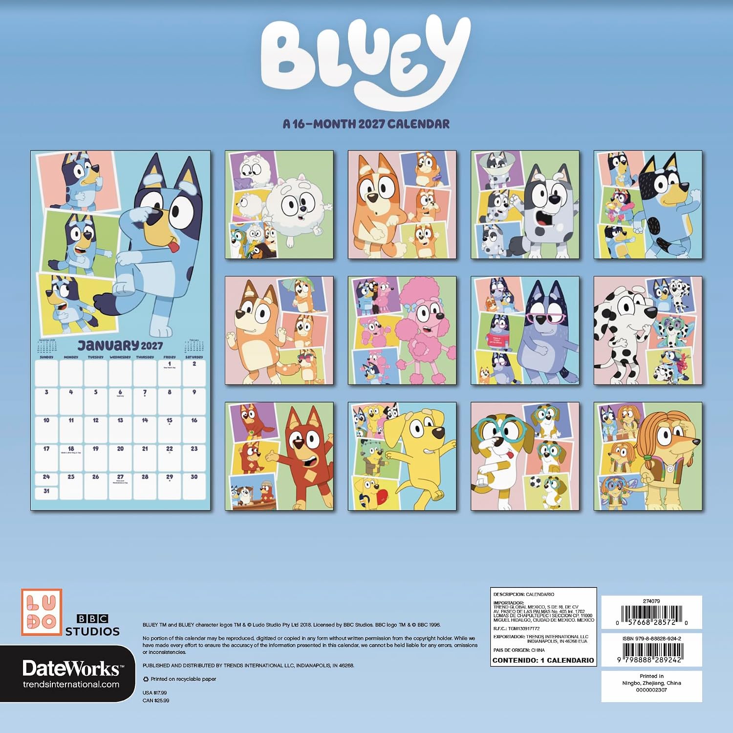 Thumbnail 3 de Bluey Wall Calendar 2027