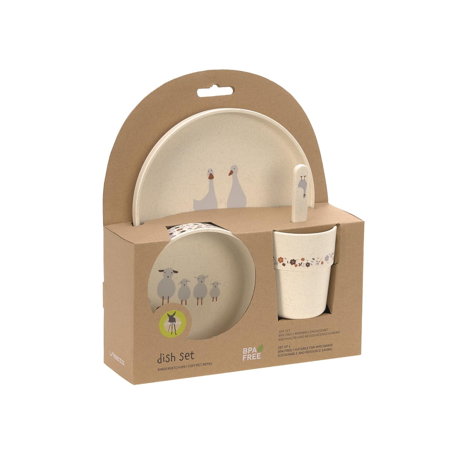 Detalle de LÄSSIG Kindergeschirr Set Tiny Farmer Goose – BPA-frei, spülmaschinen- und mikrowellengeeignet