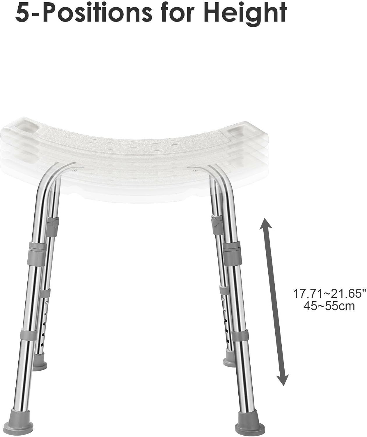 Thumbnail 3 de LIVINGbasics Shower Chair with 5-Level Height Adjustment, Aluminium Frame