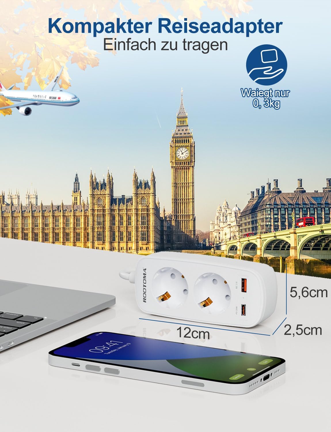 Thumbnail 3 de Adapter England Deutschland Stecker 1,5 m 🔌