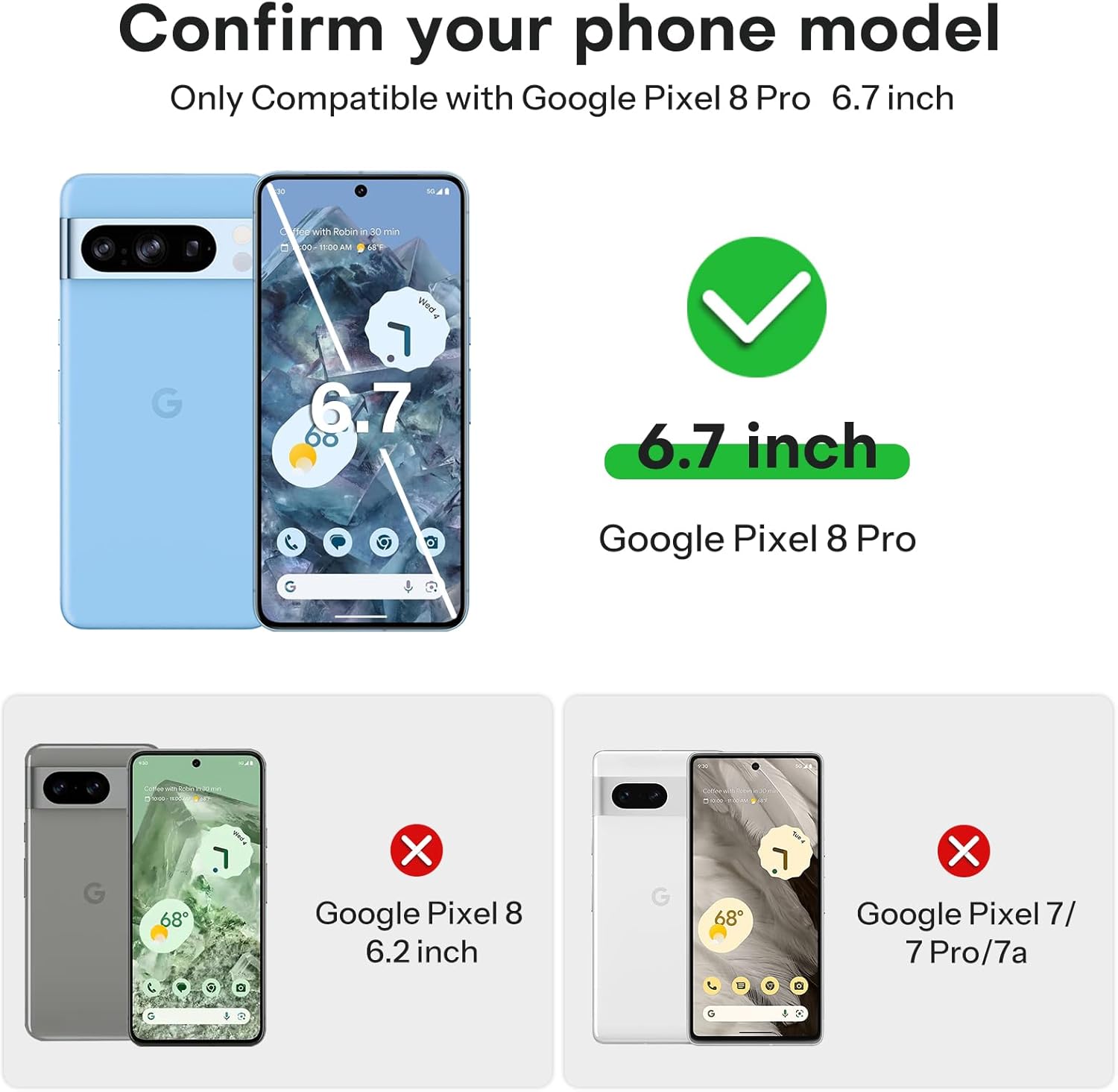 Detalle 2 de OMOTON 3+3 Pack for Pixel 8 Pro Screen Protector, 9H Tempered Glass