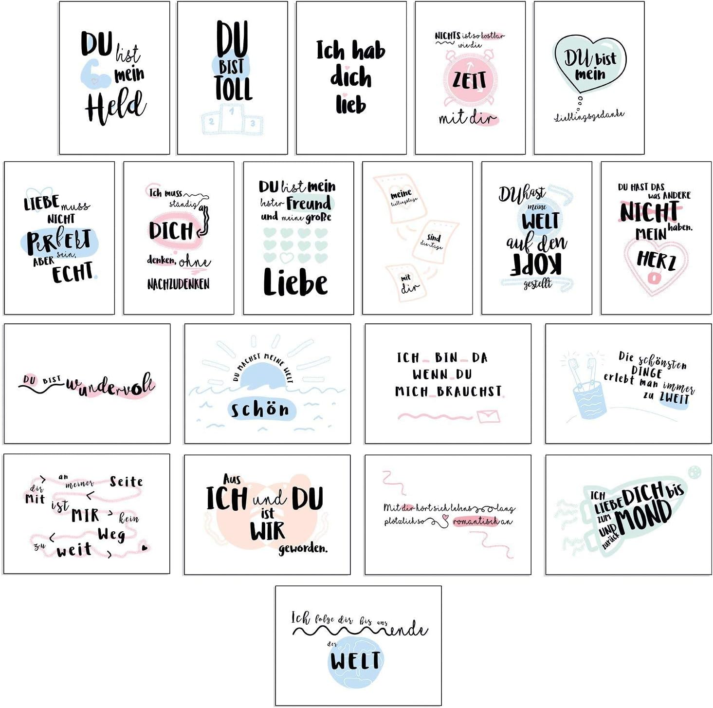 Detalle de Cupcakes & Kisses CK066 set van 20 A6-ansichtkaarten met liefdesmotief