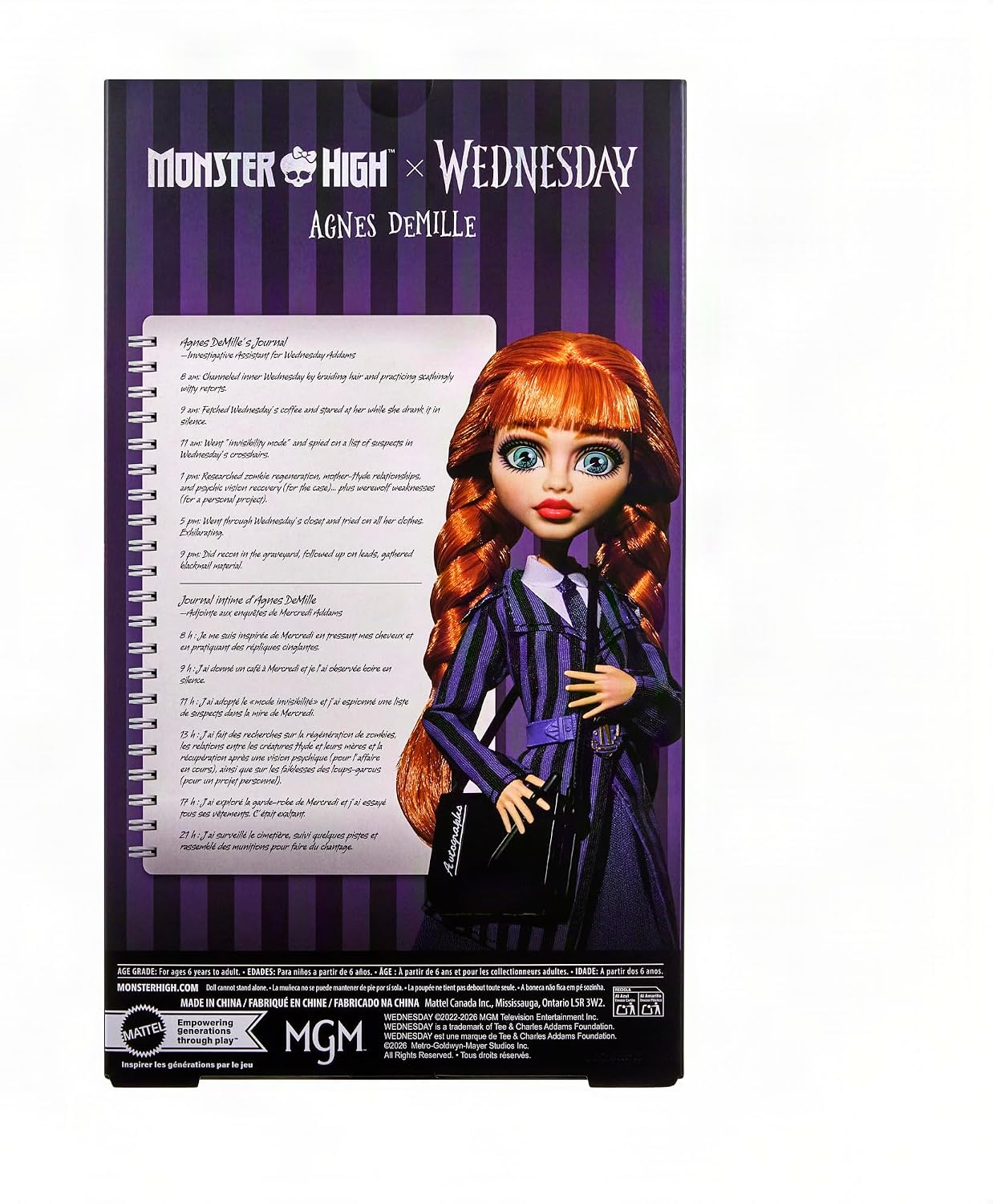 Detalle 2 de Monster High Agnes DeMille JNJ92 Collector Doll with Red Braids and Accessories