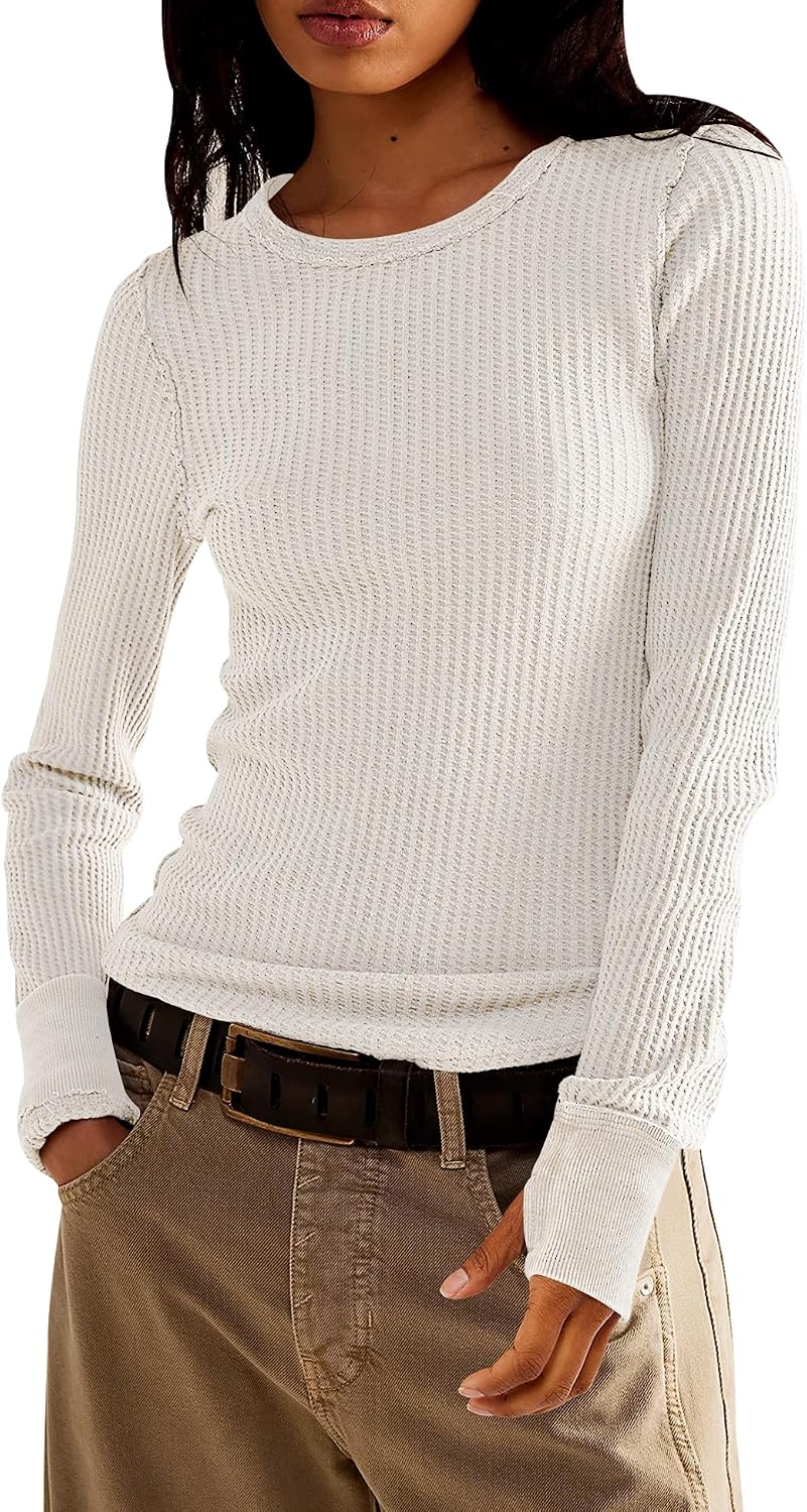 Detalle de morhuduck Women's Waffle-Knit Top in Cotton
