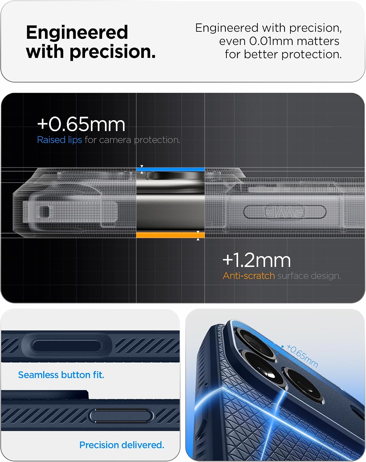 Detalle de Spigen Liquid Air pour iPhone 17 Pro (édition 2025) – Coque flexible anti-chocs bleu marine