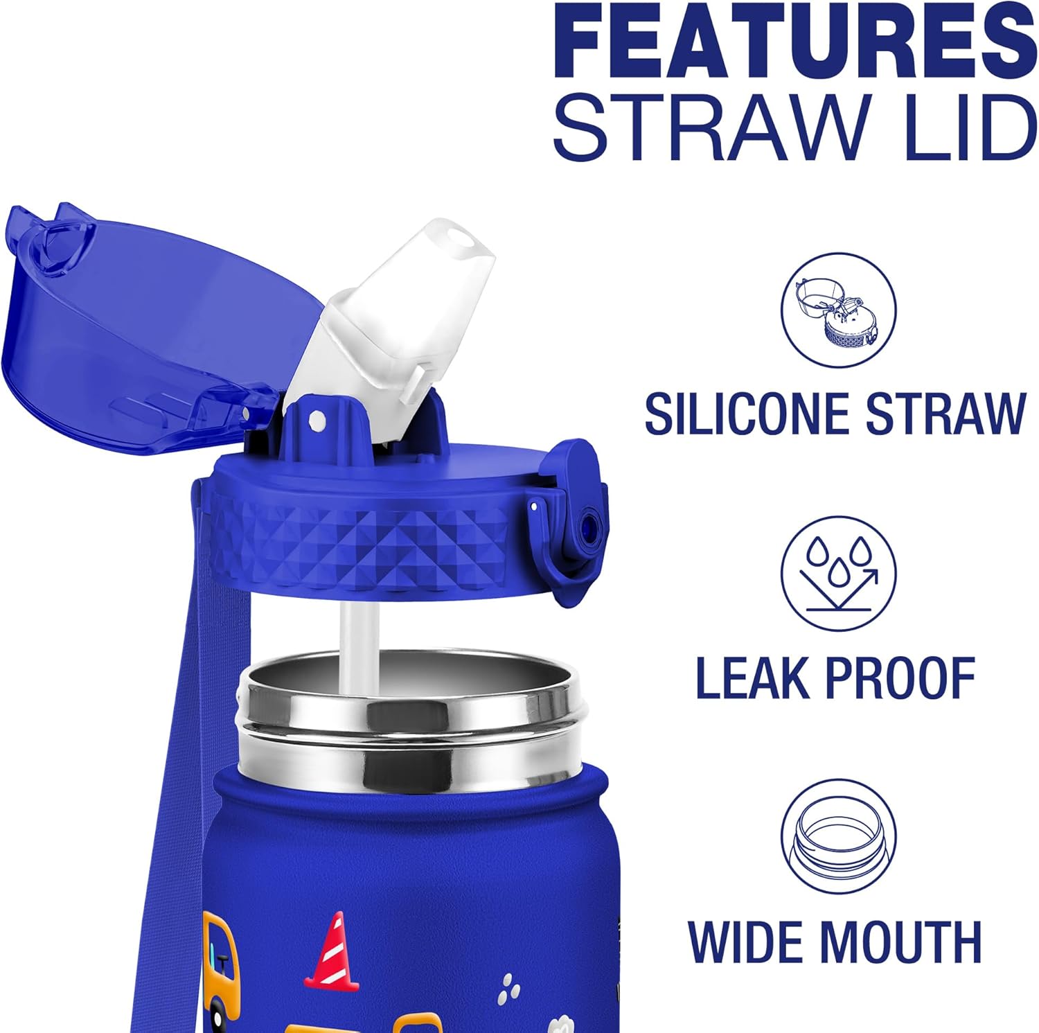 Thumbnail 1 de GOPPUS kids insulated water bottle (550ml/18oz) with straw, double-wall stainless steel