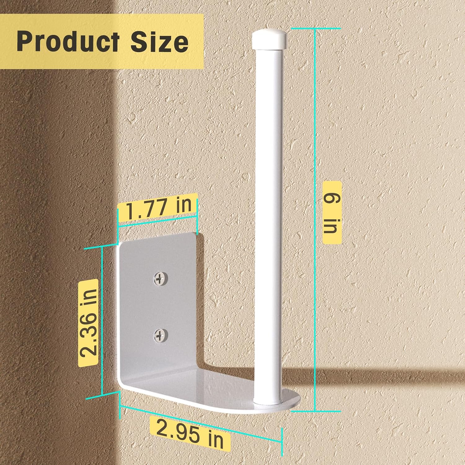 Detalle de Durmmur Stainless Steel Wall Hat Rack, 2-Pack, White, Adhesive or Screw Mount