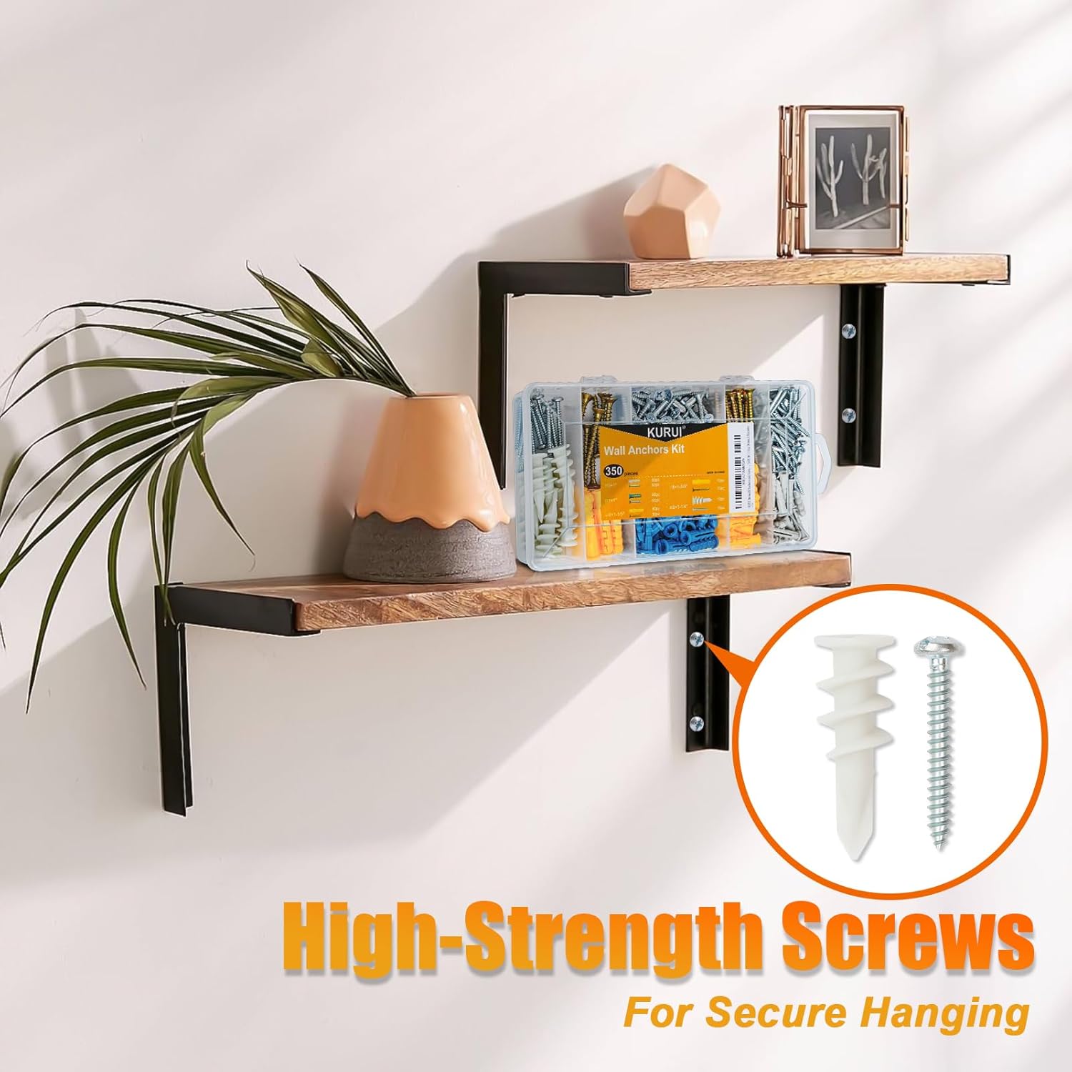 Detalle 2 de KURUI 350-Piece Drywall Anchor Kit, 5 Sizes with Galvanized Screws