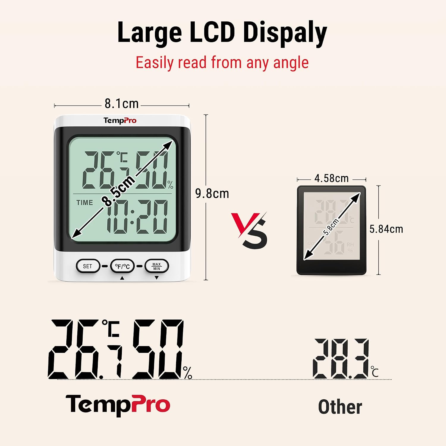 Detalle de ThermoPro TP152 hygrometer 24‑hour display