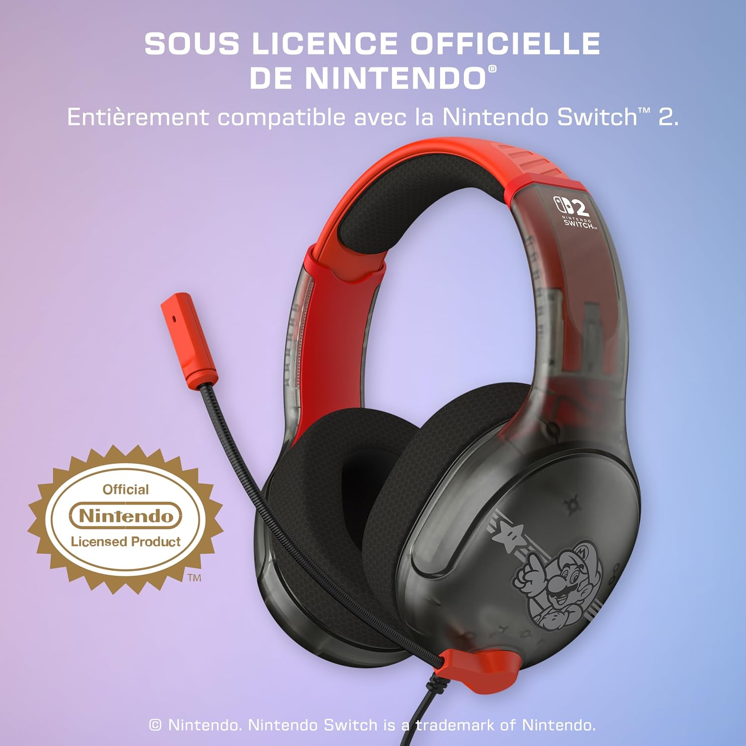 Detalle 2 de Turtle Beach Airlite Fit Mario Star – Casque Gaming Filaire pour Nintendo Switch (licence officielle)