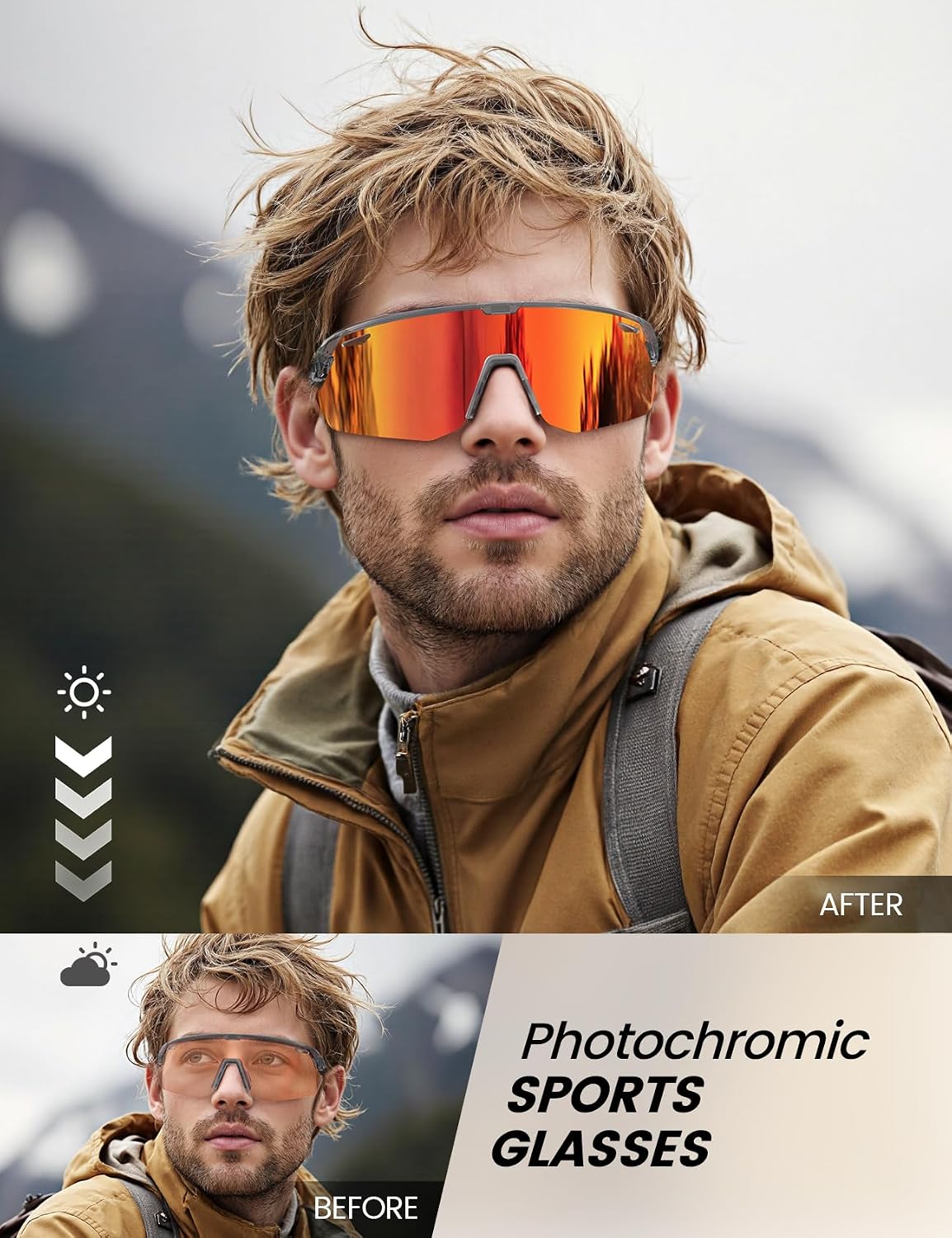 Detalle de Lamicall 24g Polarized Sports Sunglasses – UV400 Protection, Photochromic Lenses