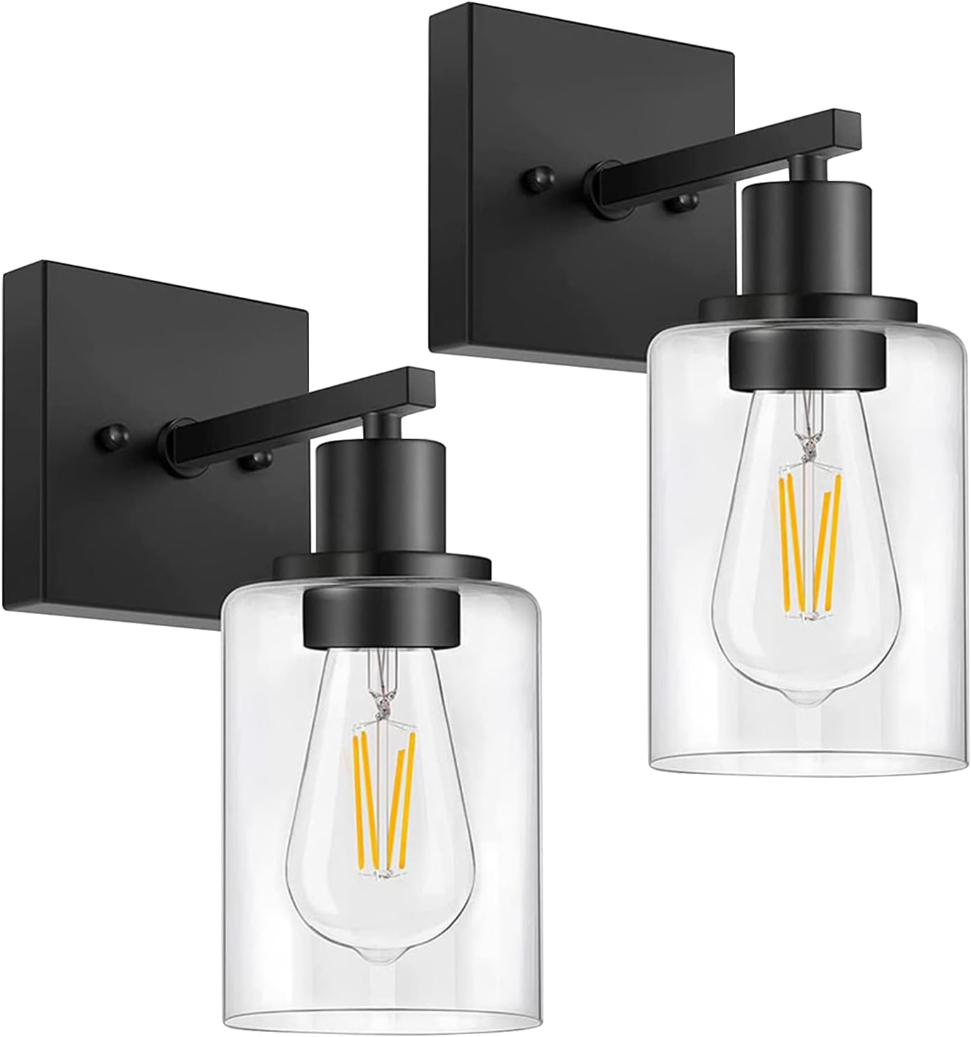 Detalle de SANGFOR vanity light wall sconces, matte black glass, set of 2, E26