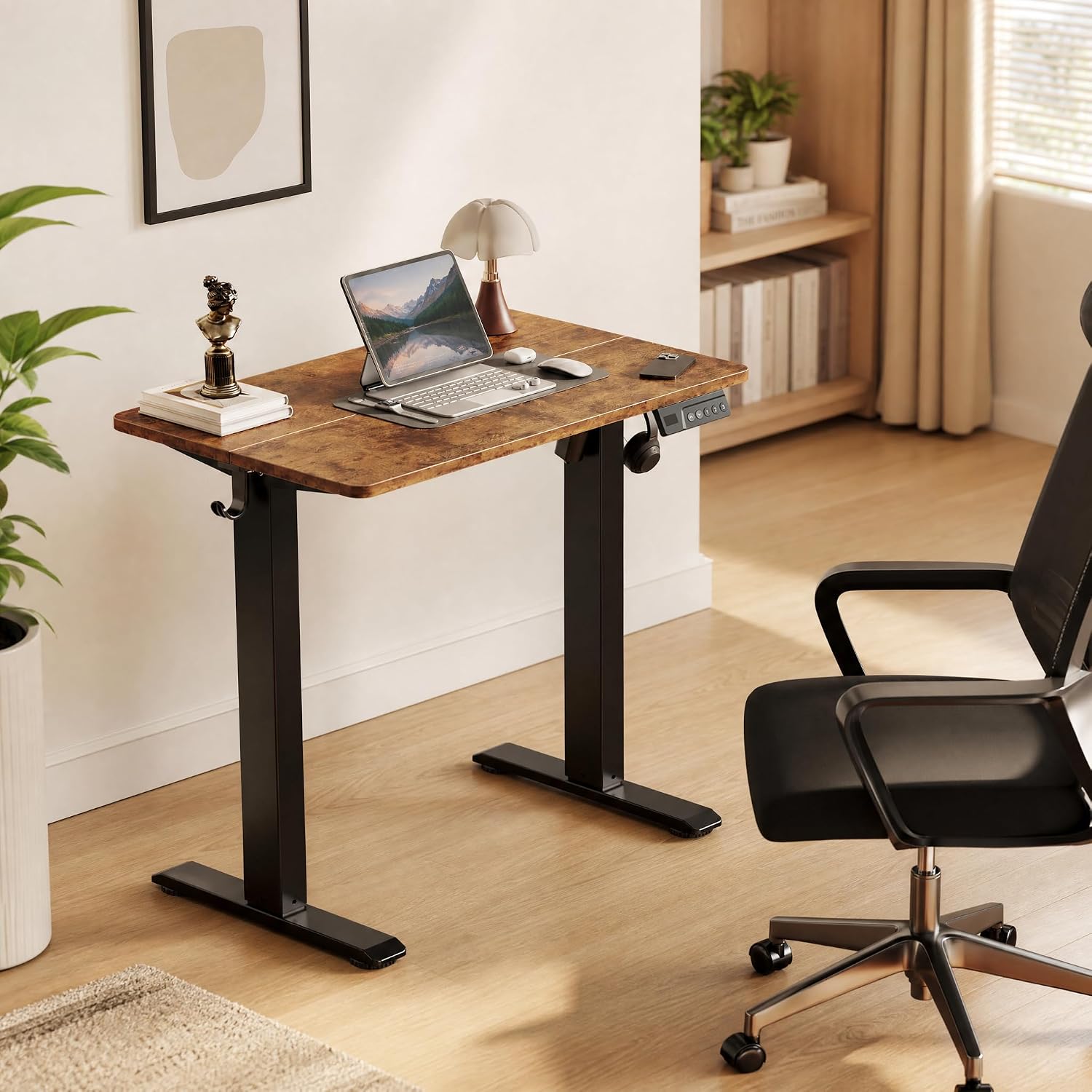 Detalle de Claiks P1.01.001.0024 Electric Standing Desk, 35 x 20-Inch Rustic Brown