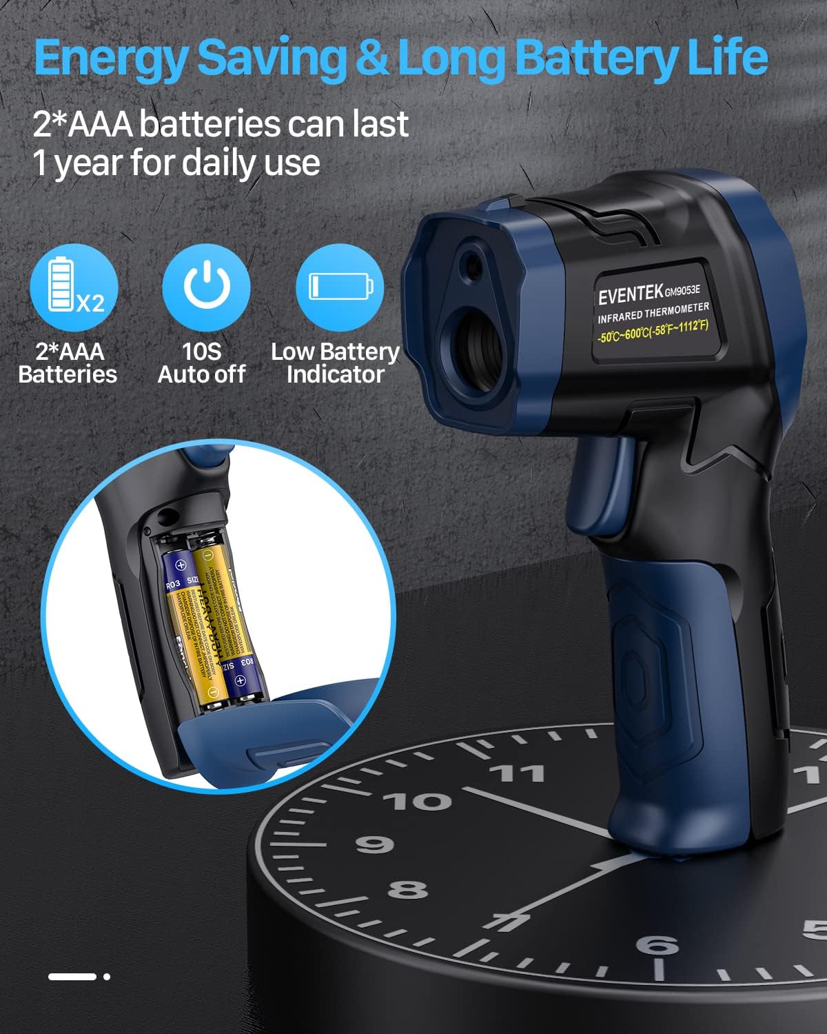 Thumbnail 4 de Eventek Termometro Cucina a Infrarossi con LED a colori e emissività regolabile (da -50°C a 600°C)