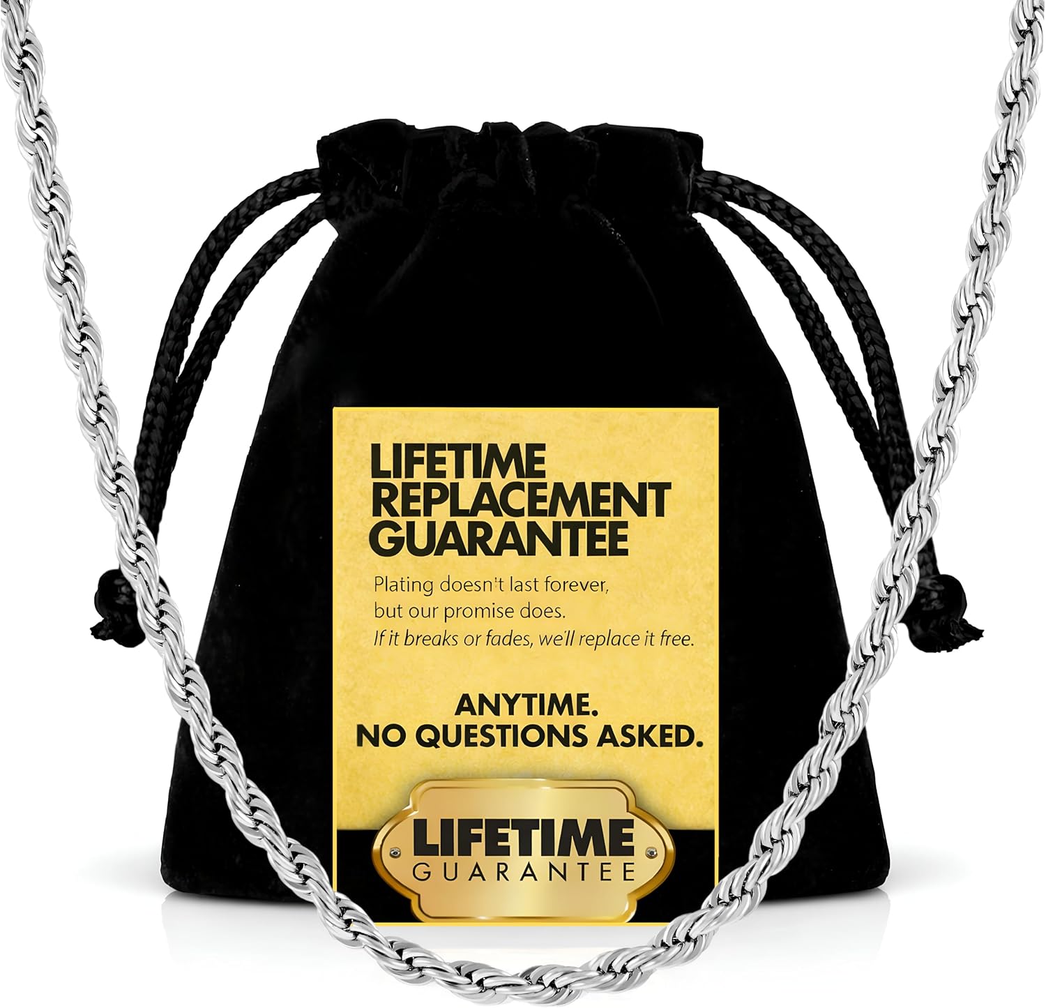 Detalle de LIFETIME JEWELRY 3mm 24K Gold-Plated Diamond-Cut Rope Chain