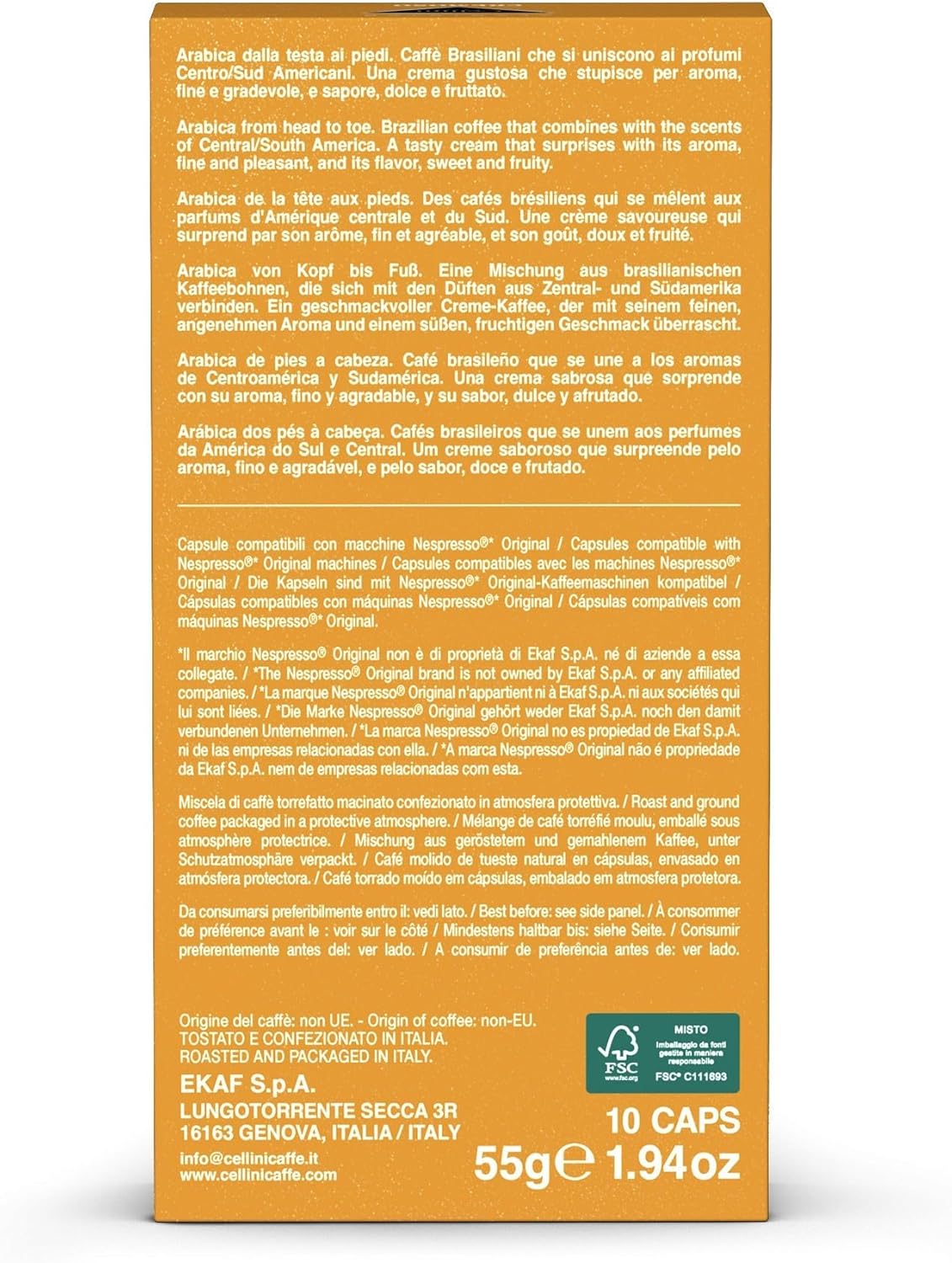 Detalle de Caffè Cellini Capsule Alluminio Compatibili con Nespresso – Cremoso, 100 capsule