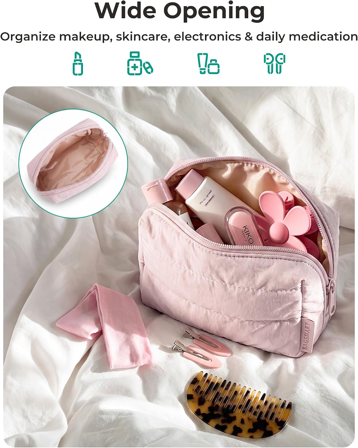 Detalle de BAGSMART Mini Makeup Bag, Padded