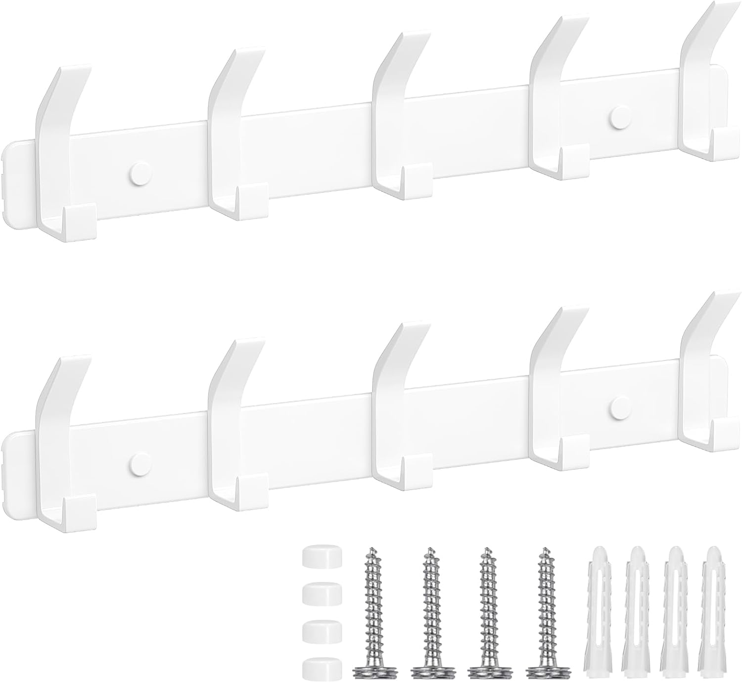 Detalle de TENXSNUG Appendiabiti da Parete Set di 2 – Attaccapanni moderno antiruggine con 5 ganci, bianco