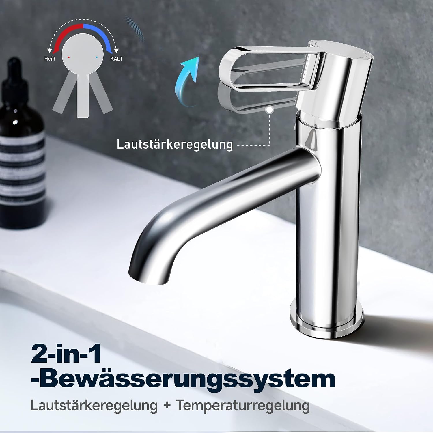 Detalle de Alphabath Einhebel-Waschtischarmatur mit Messinggehäuse und Keramikkartusche
