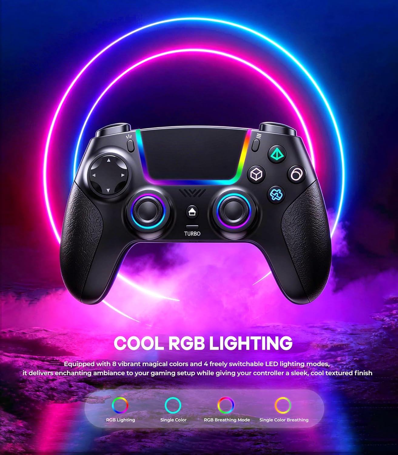 Thumbnail 1 de SZPACMATE Manette Sans Fil Multi-Plateformes avec Éclairage RGB et Joystick Hall