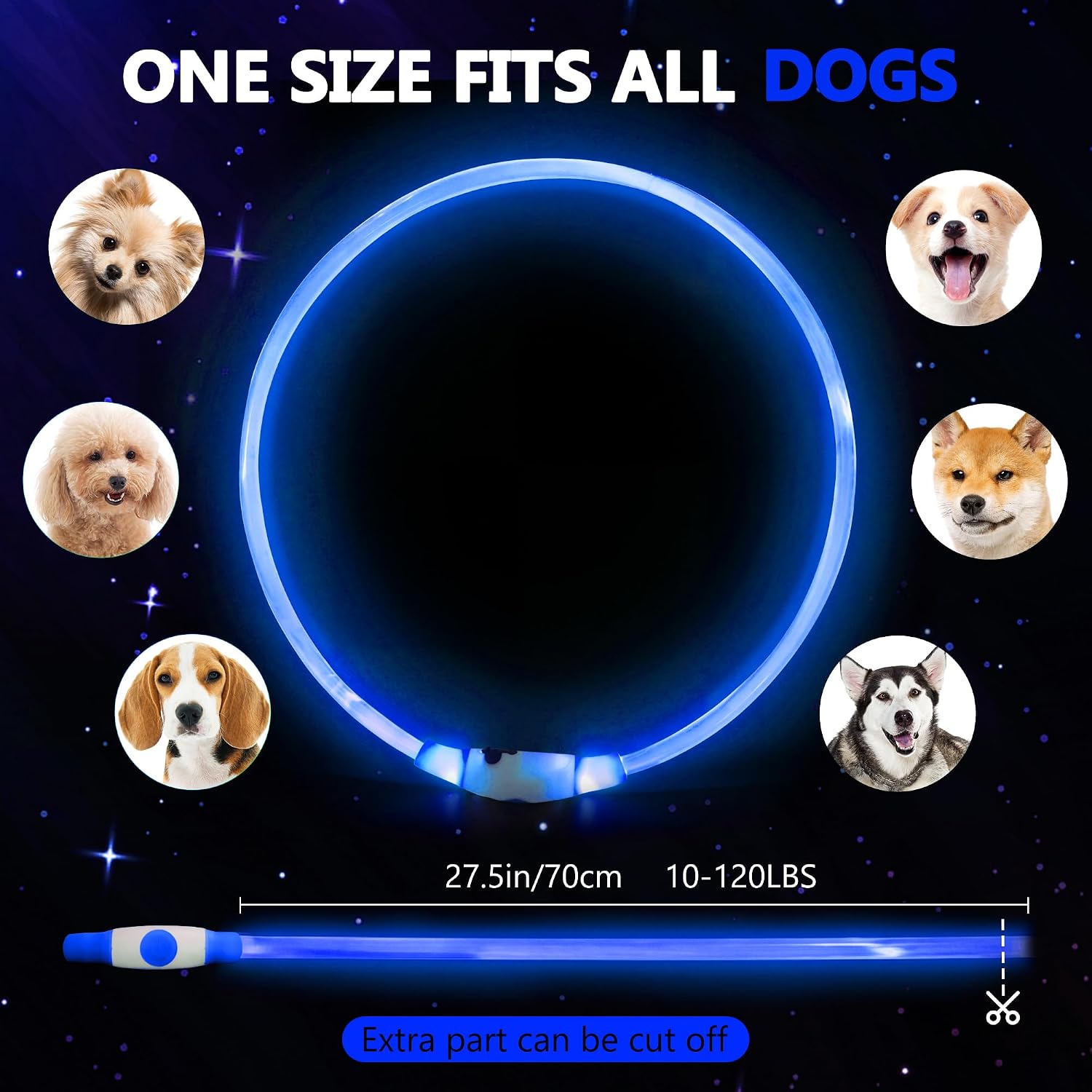 Thumbnail 4 de Light Up Dog Collar LED 70cm Blue