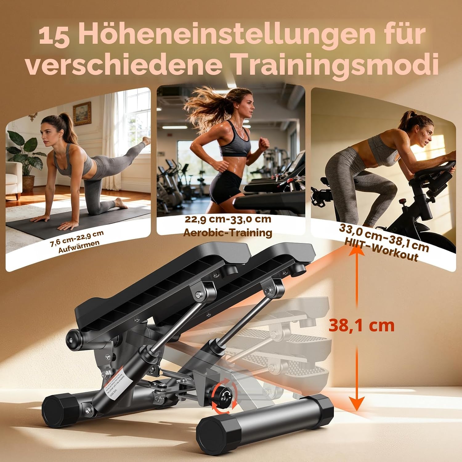 Detalle de Sportsroyals Exercise Stair Stepper für Zuhause – kompakter Ganzkörper-Workout-Booster