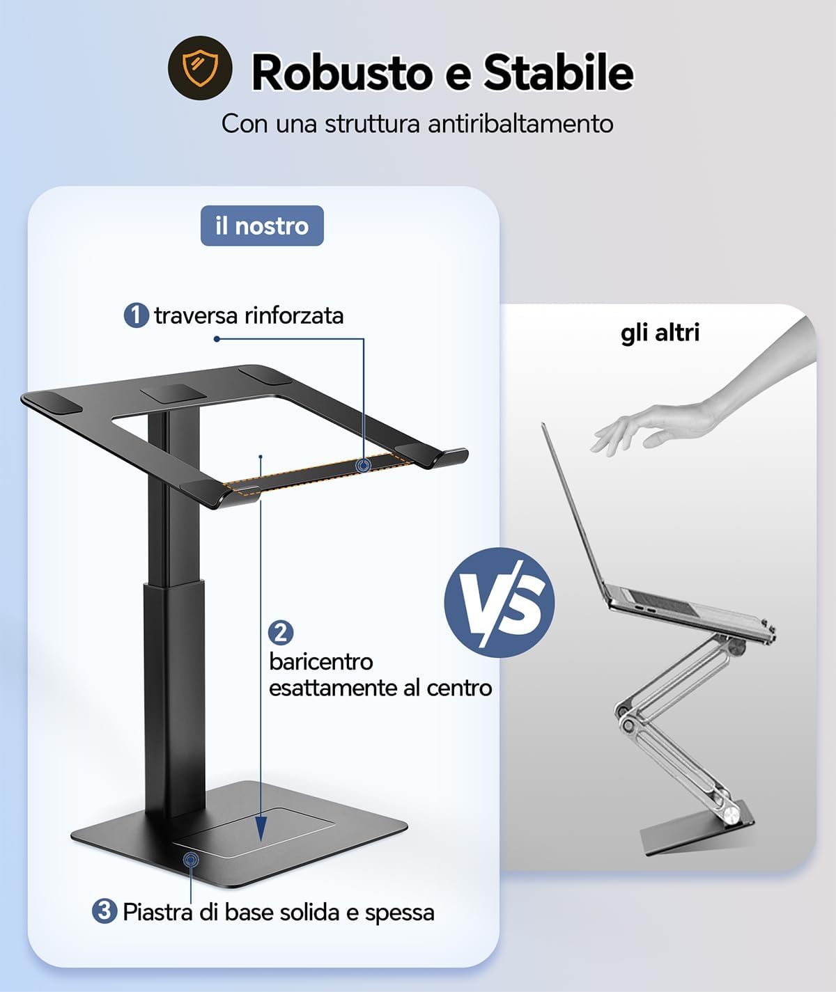 Thumbnail 5 de Supamir: Supporto PC Portatile Regolabile 16 livelli, da seduti a in piedi, 13–16,5” – Nero opaco