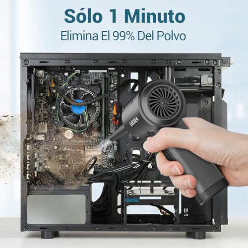 Detalle 2 de LUCKEA Air Duster, soplador para PC con 3 velocidades, luz LED y batería de 6000 mAh