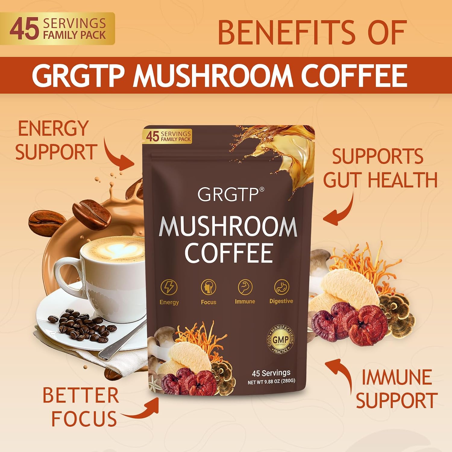 Detalle 2 de GRGTP Mushroom Coffee 6-Mushroom Blend