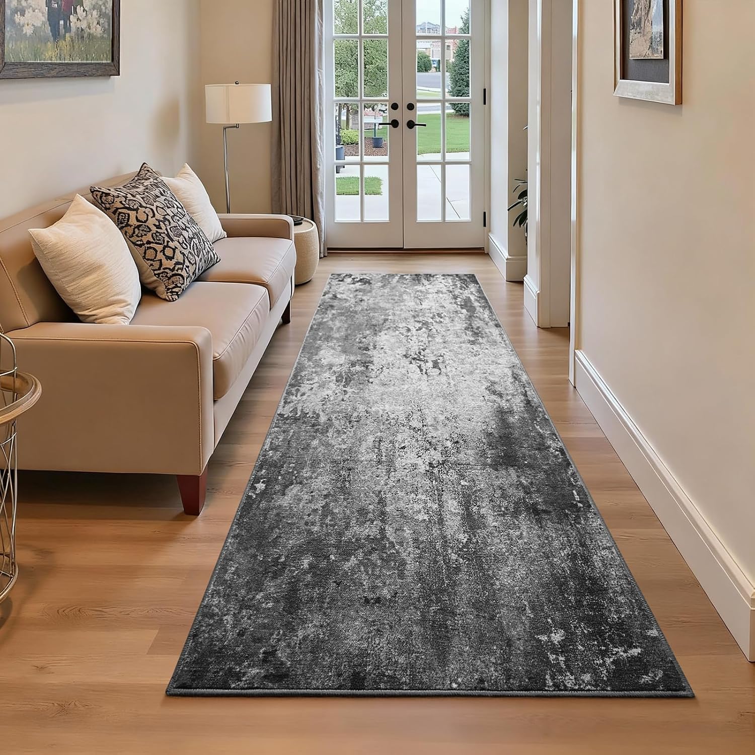 Detalle de 2.6x8 Black Rug Runner — Non Slip 2.6x8 ft Carpet Runner