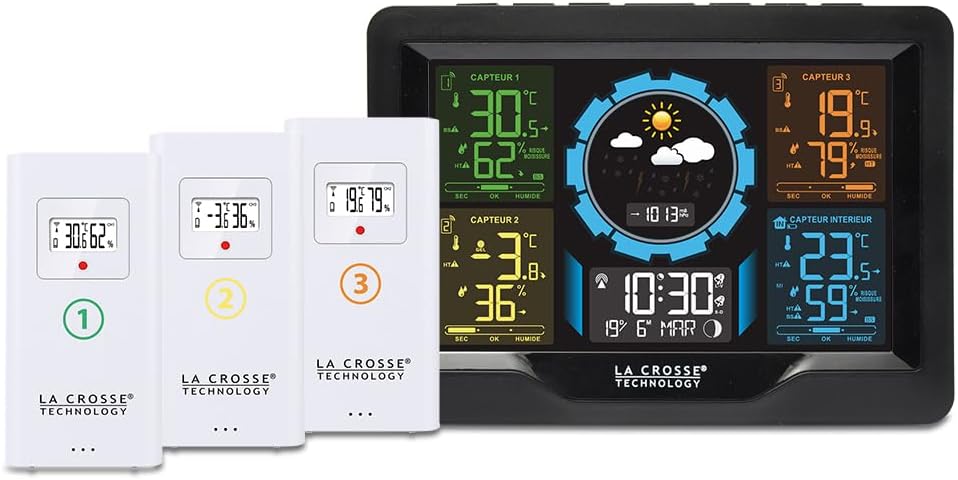 Thumbnail 3 de La Crosse Technology WS6304 station météo colorée avec 3 capteurs (blanc)
