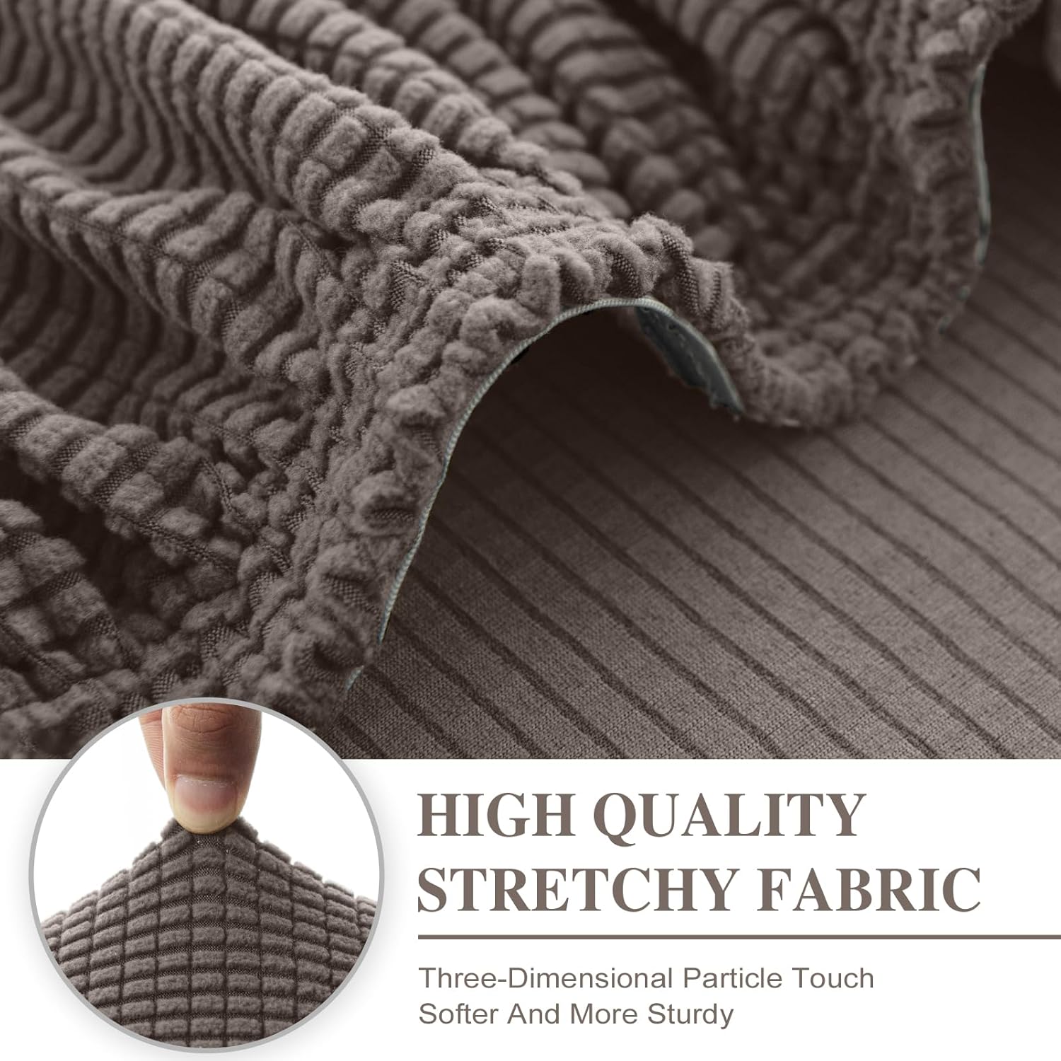 Detalle 2 de LA MEACK Couch Cushion Cover Seat Cushion Cover (1 Piece) – Stretch Slipcover for Armchair/Sectional, Taupe