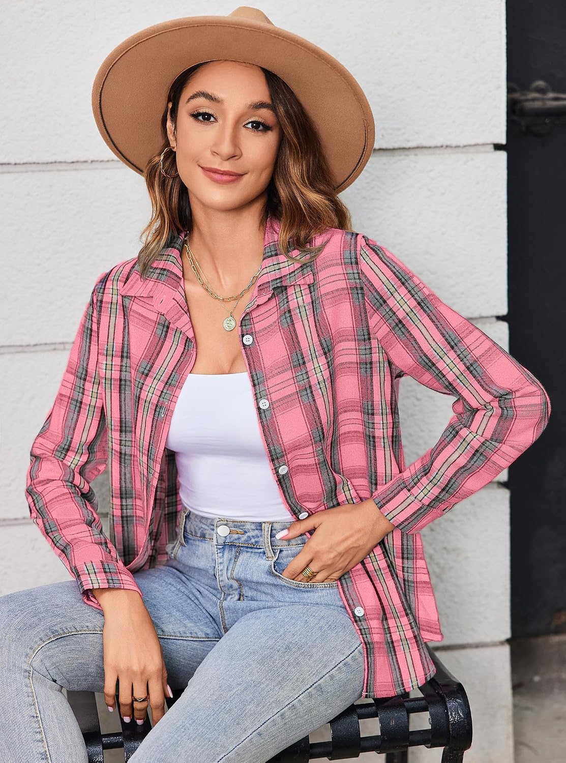 Detalle de Zeagoo Women's Flannel Shirt, Cotton Blend