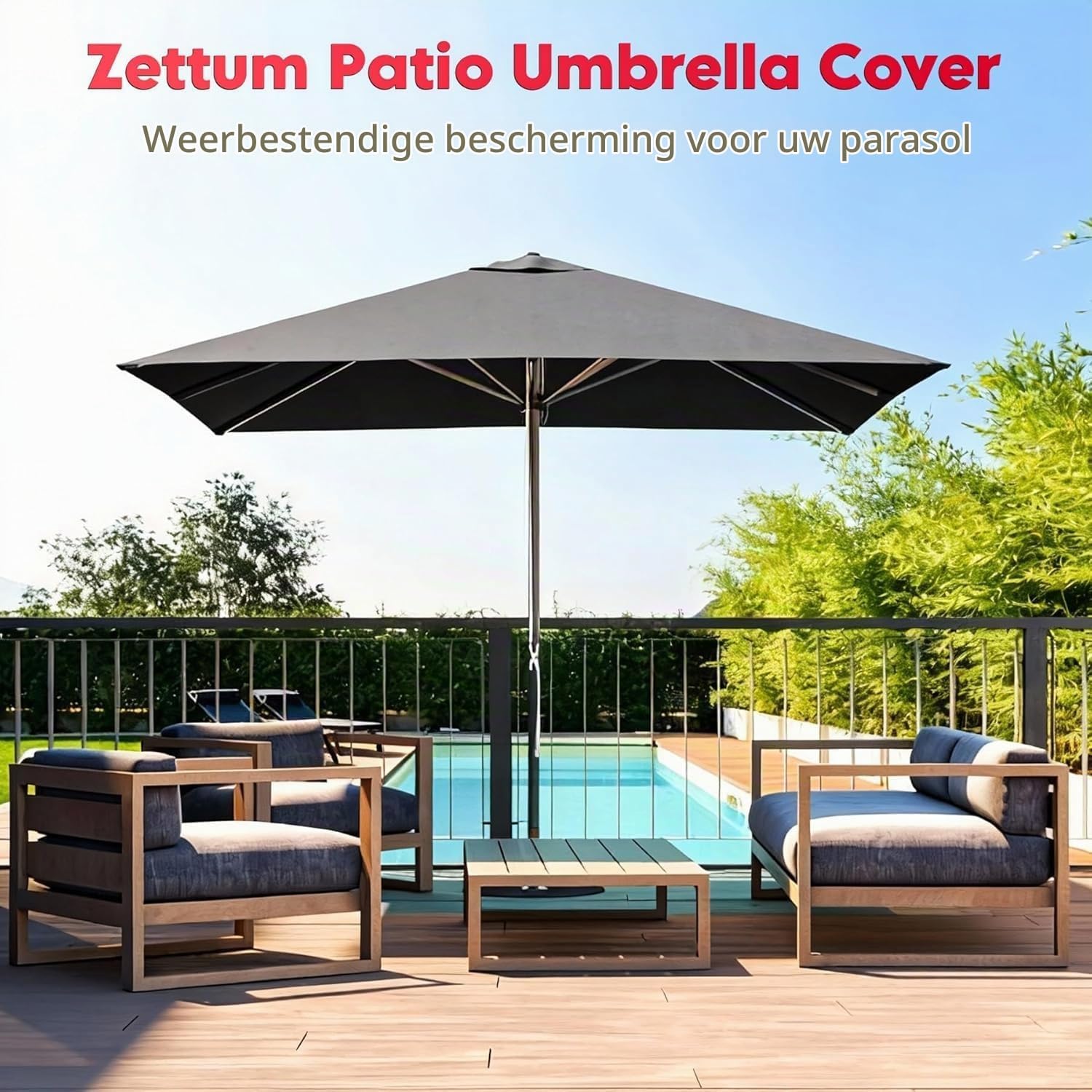 Thumbnail 6 de Zettum UC-DS-M-BLK parasolhoes, 600D Oxford, waterdicht, 177 x 50 cm