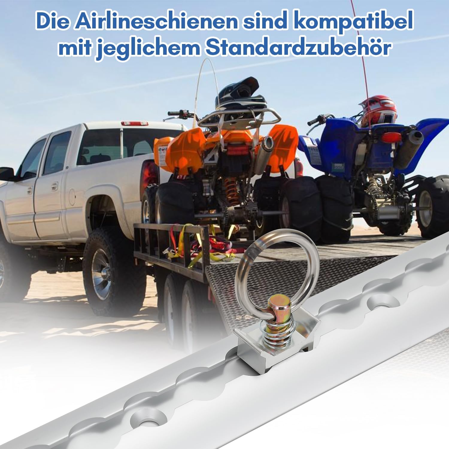 Thumbnail 2 de Ansobea Airlineschiene 4x1 m Aluminium – Zurrschienen-Set mit 10 Endkappen, 8 Montageringen (Für Wohnmobile und LKW)