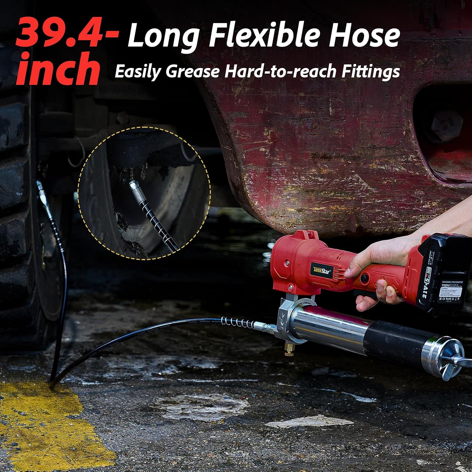 Thumbnail 4 de TaskStar B001 REDNEW Cordless Grease Gun, 10,000 PSI, LED Light