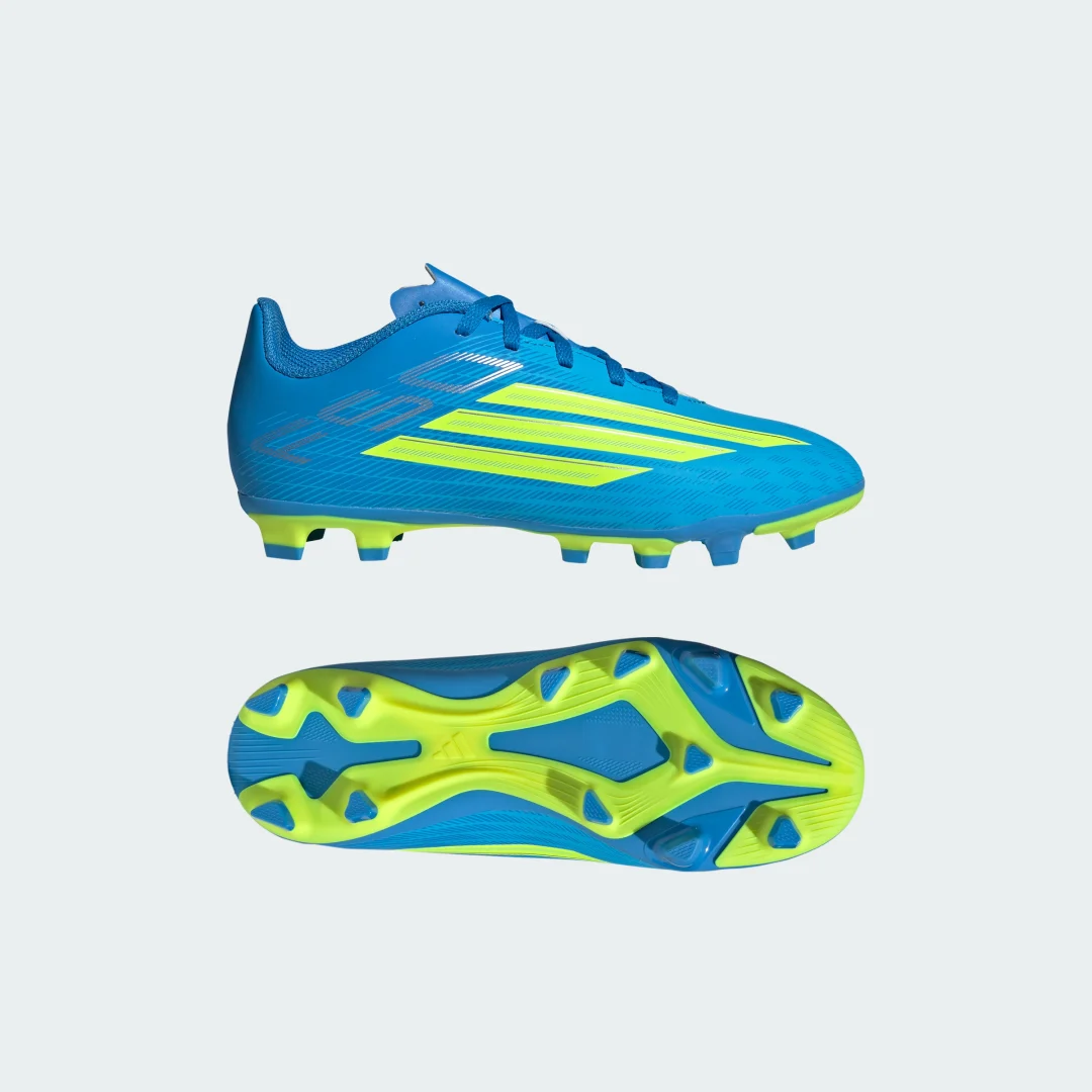 Detalle de Bota de fútbol Adidas F50 Club para césped natural seco/multisuperficie (niños) — azul