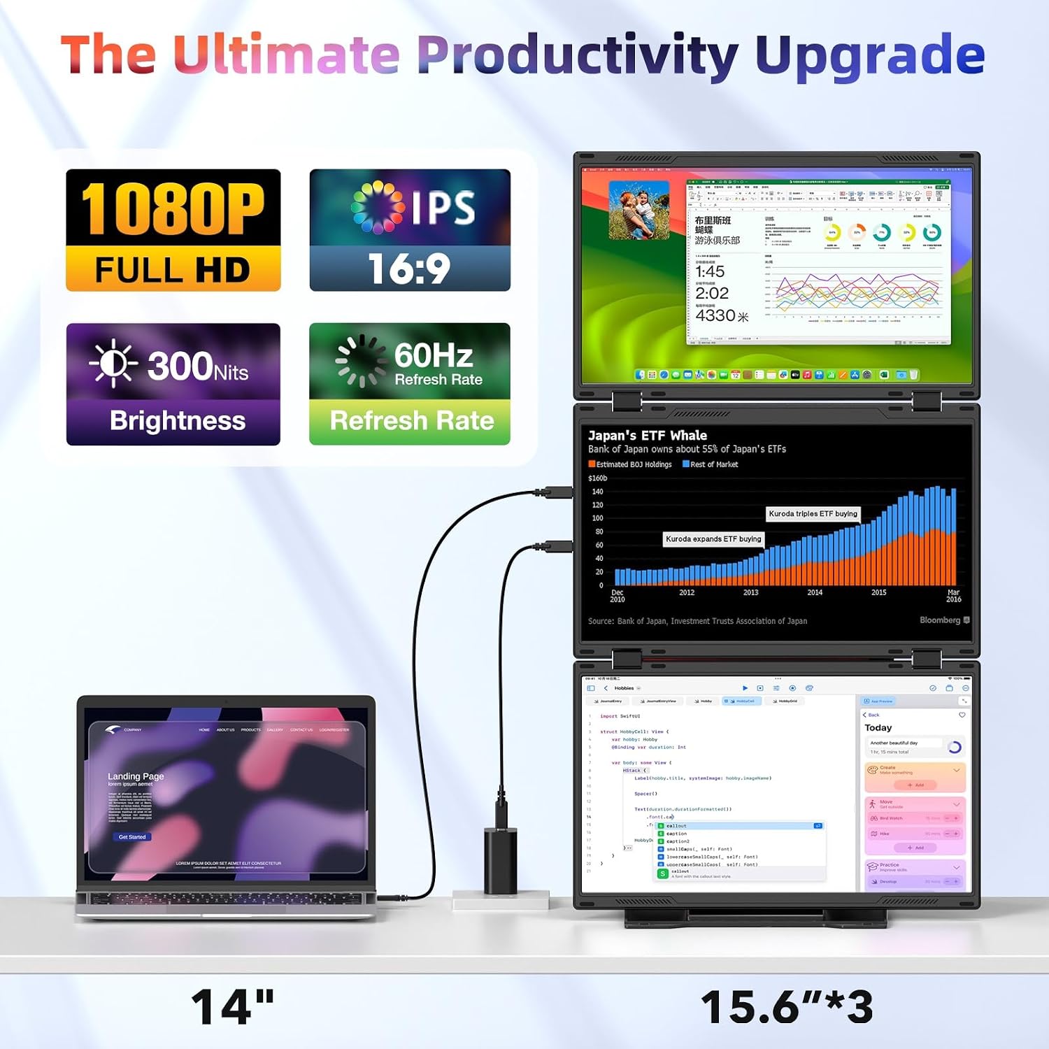 Thumbnail 5 de Quad Laptop Screen Extender 15.6" 30" Combined