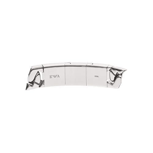 Detalle 1 de Emporio Armani Bracciale da uomo in acciaio inossidabile con chiusura a cursore – Grigio argento