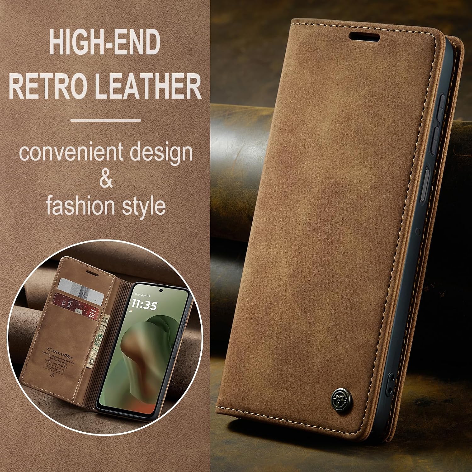 Detalle de Handyhülle Motorola Moto G56 Folio Wallet braun